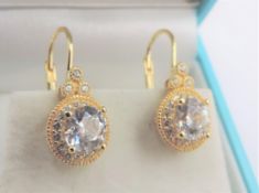 Gold on Silver 2ct Moissanite Earrings New with Gift Box