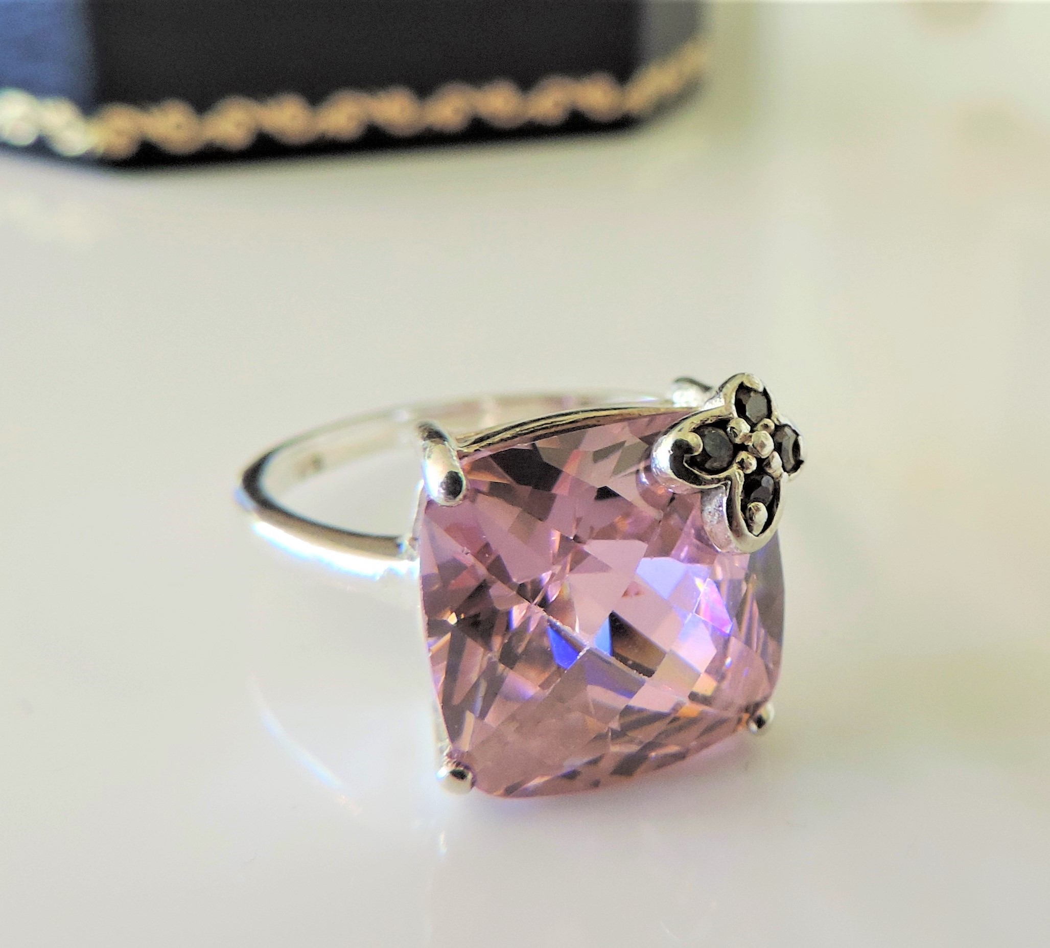 Sterling Silver 8ct Pink Zircon Ring New with Gift Pouch - Image 3 of 4