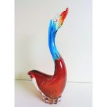 Vintage Murano Sommerso Glass Swan 26cm Tall