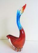 Vintage Murano Sommerso Glass Swan 26cm Tall