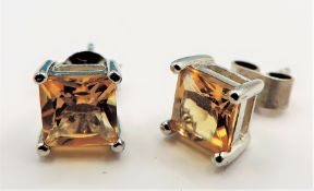 Sterling Silver 2.6ct Citrine Stud Earrings New with Gift Pouch