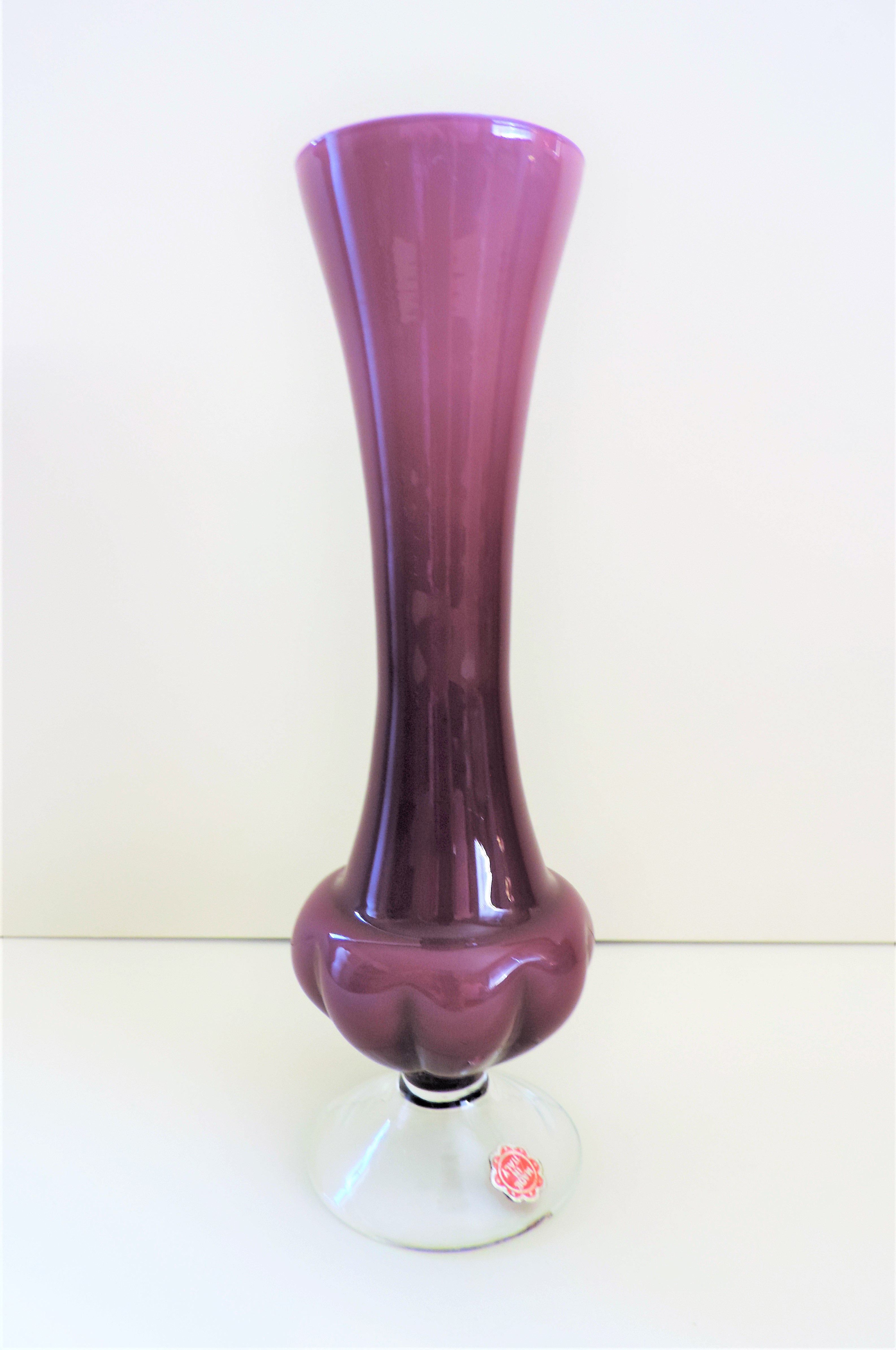 Murano Venni Opalino Glass Vase Amethyst Milk White - Image 2 of 6