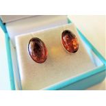 Sterling Silver Baltic Amber Stud Earrings New with Gift Pouch