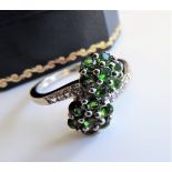 Sterling Silver 4ct Green Diopside & Topaz Ring New with Gift Box