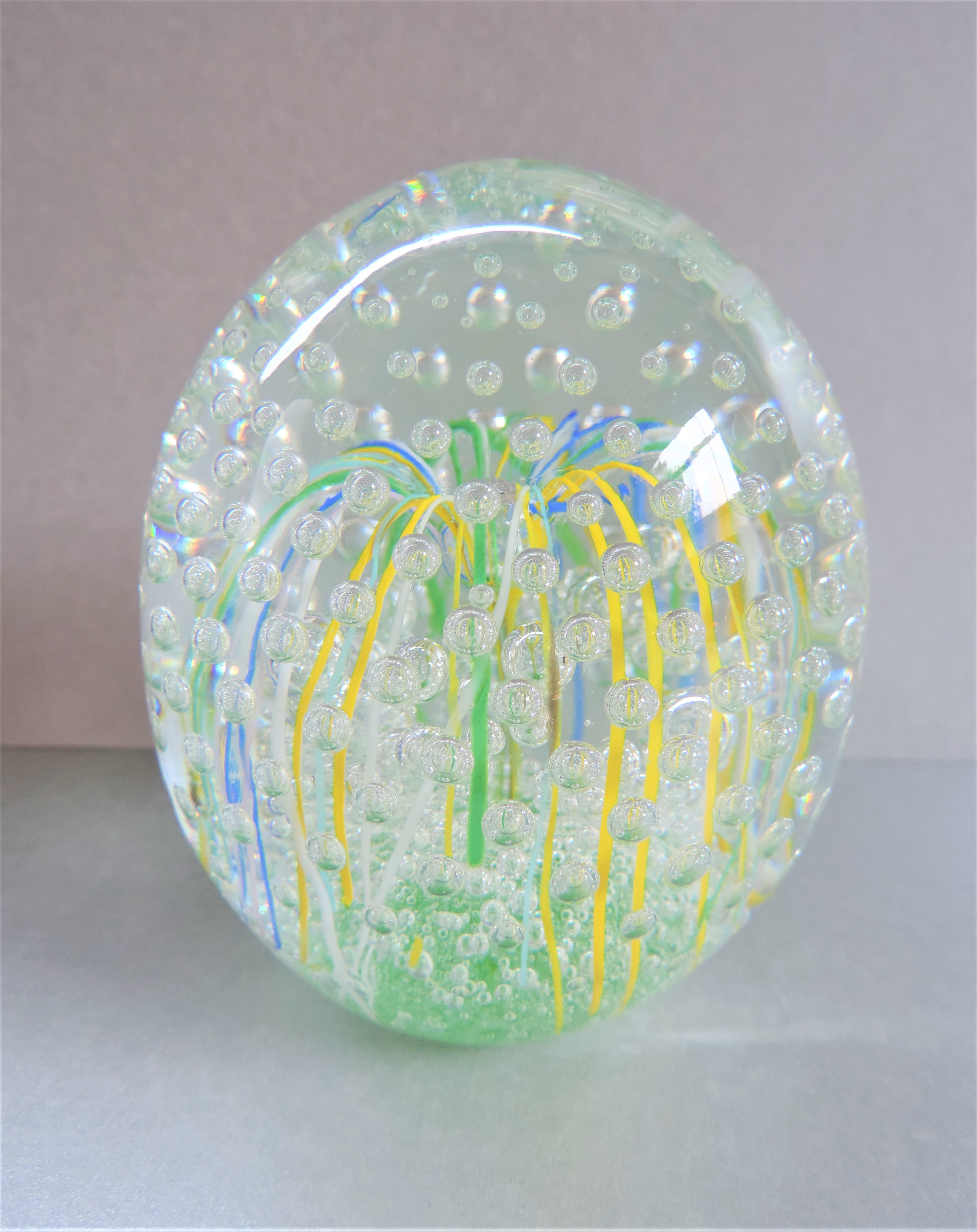 Art Glass Paperweight Bubbles & Fireworks - Image 3 of 4