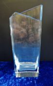 Large Modernist Crystal Vase 30cm Tall