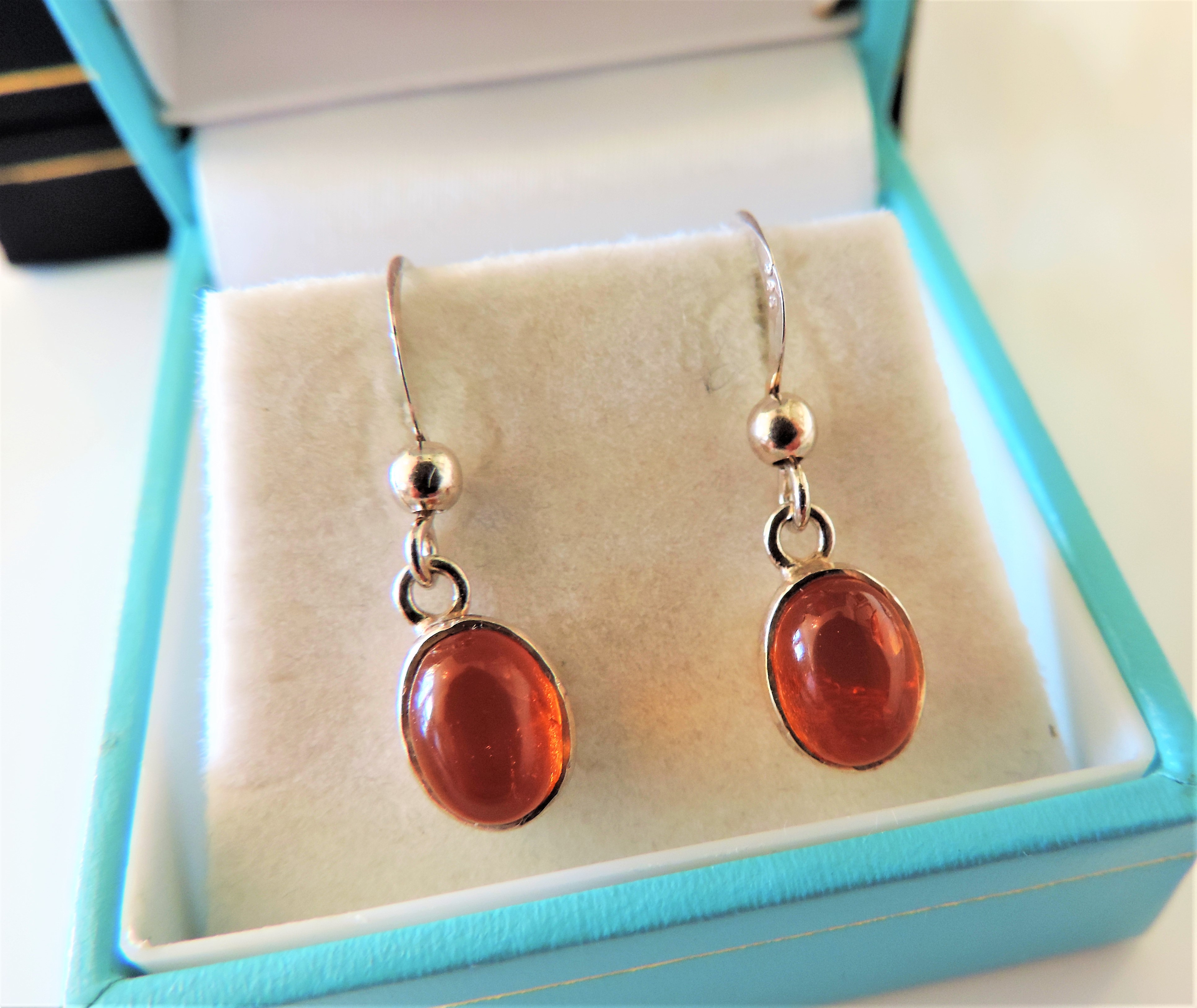 Sterling Silver Amber Drop Earrings with Gift Pouch - Image 3 of 3