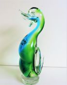 Murano Sommerso Art Glass Duck Figure