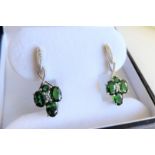 Sterling Silver 6ct Green Diopside Earrings New with Gift Box