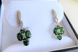 Sterling Silver 6ct Green Diopside Earrings New with Gift Box