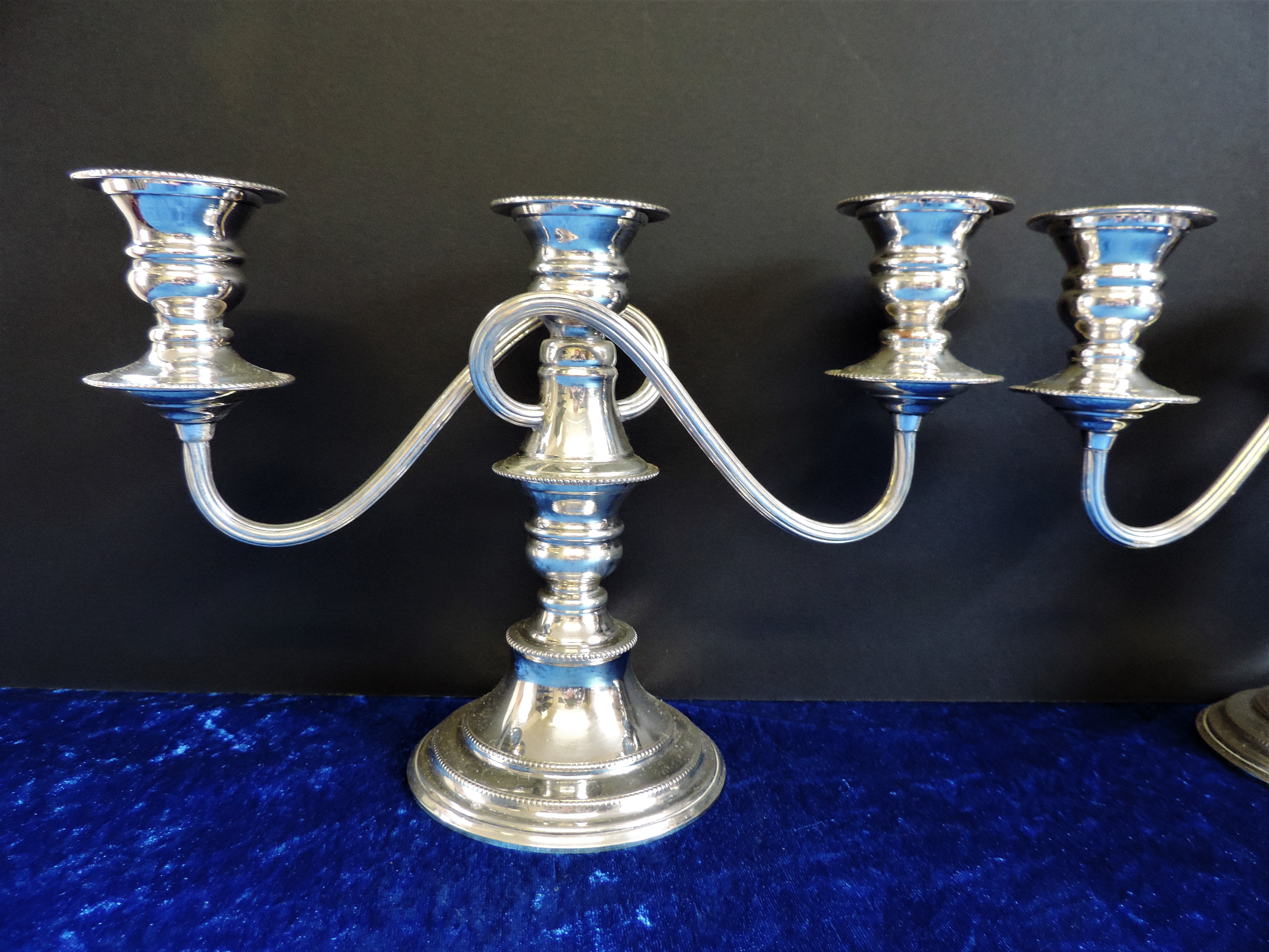 Pair Antique Georgian Style Silver Plate Candelabra - Image 2 of 3