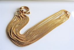 Italian 18k Gold on 925 Silver 11 Strand Bracelet New with Gift Box