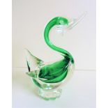 Vintage Murano Sommerso Glass Duck Sculpture