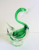 Vintage Murano Sommerso Glass Duck Sculpture