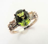 Sterling Silver 2.2ct Peridot & Topaz Ring New with Gift Box