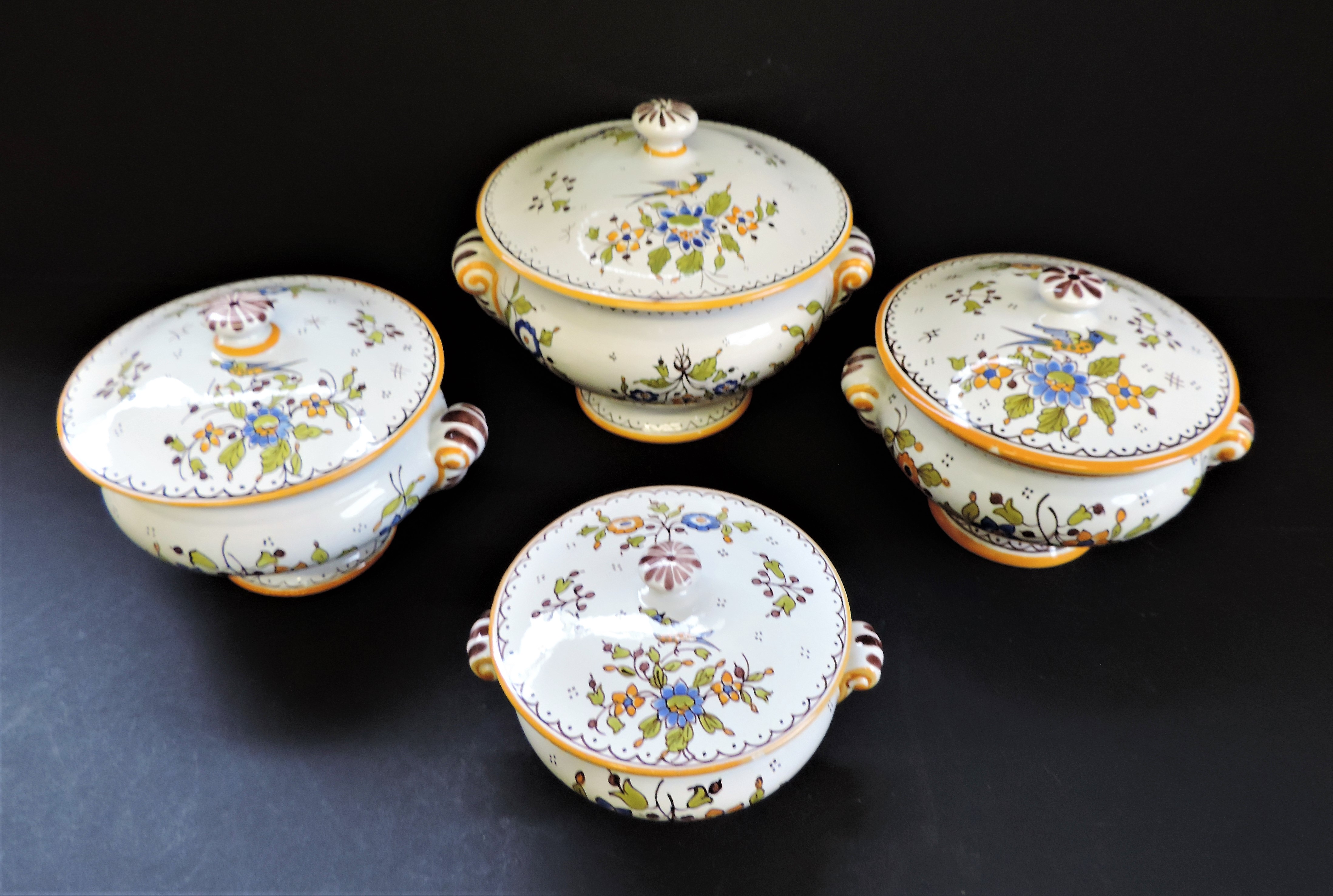 Vintage French Fait Main Decor Moustiers Lidded Serving Dishes - Image 3 of 6