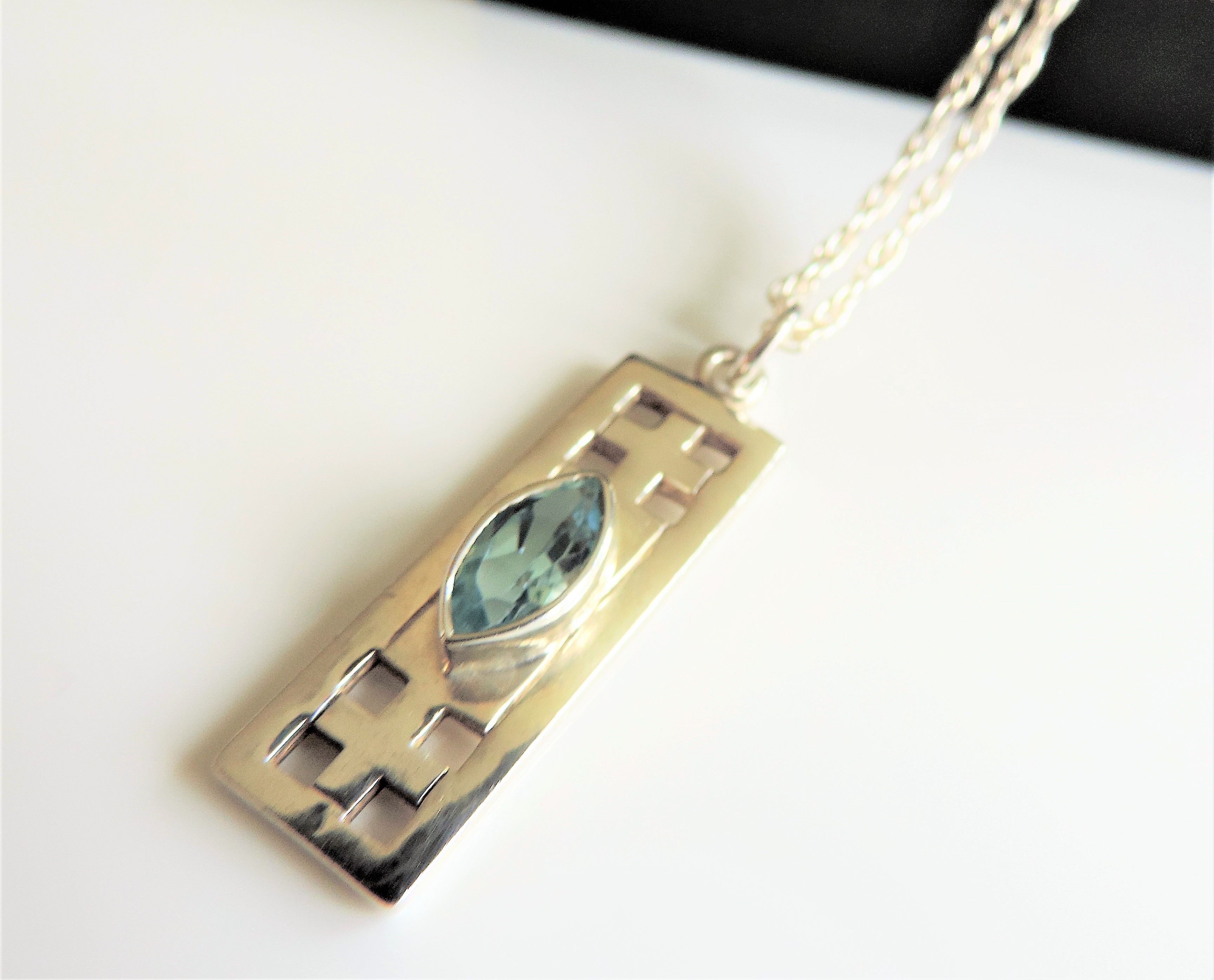 Sterling Silver Mackintosh Style Topaz Necklace with Gift Pouch - Image 2 of 2