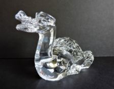 Signed Baccarat Crystal Dragon Sea Serpent Sculpture