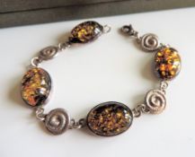 Sterling Silver Baltic Amber Bracelet New Boxed
