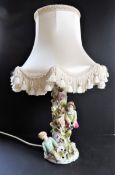 Antique Sitzendorf Porcelain Figural Table Lamp