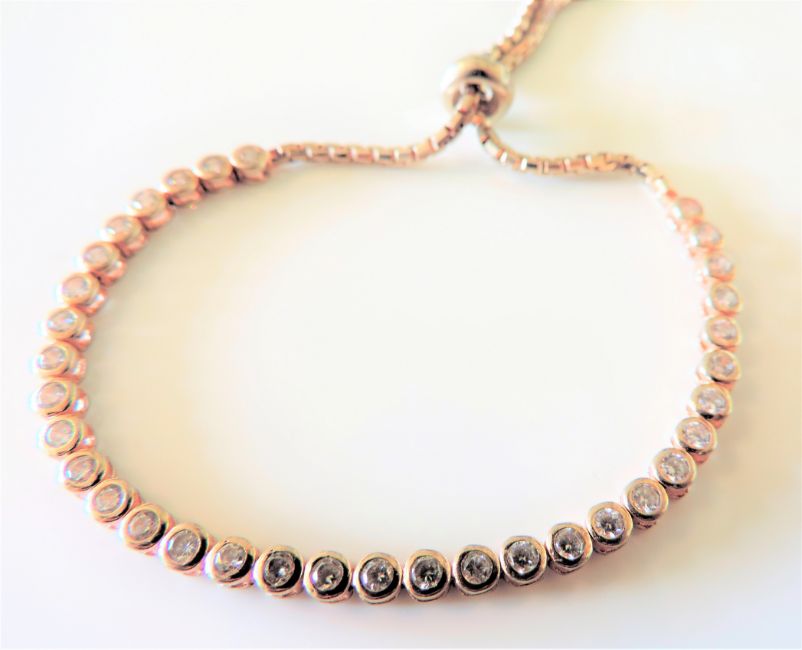 Rose Gold Silver White Topaz Bracelet New with Gift Box - Image 4 of 4