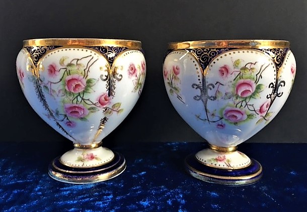 Antique Minton Hand Painted Porcelain Squat Vases