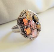 Sterling Silver Multi Colour Tourmaline Gemstone Ring New in Gift Box