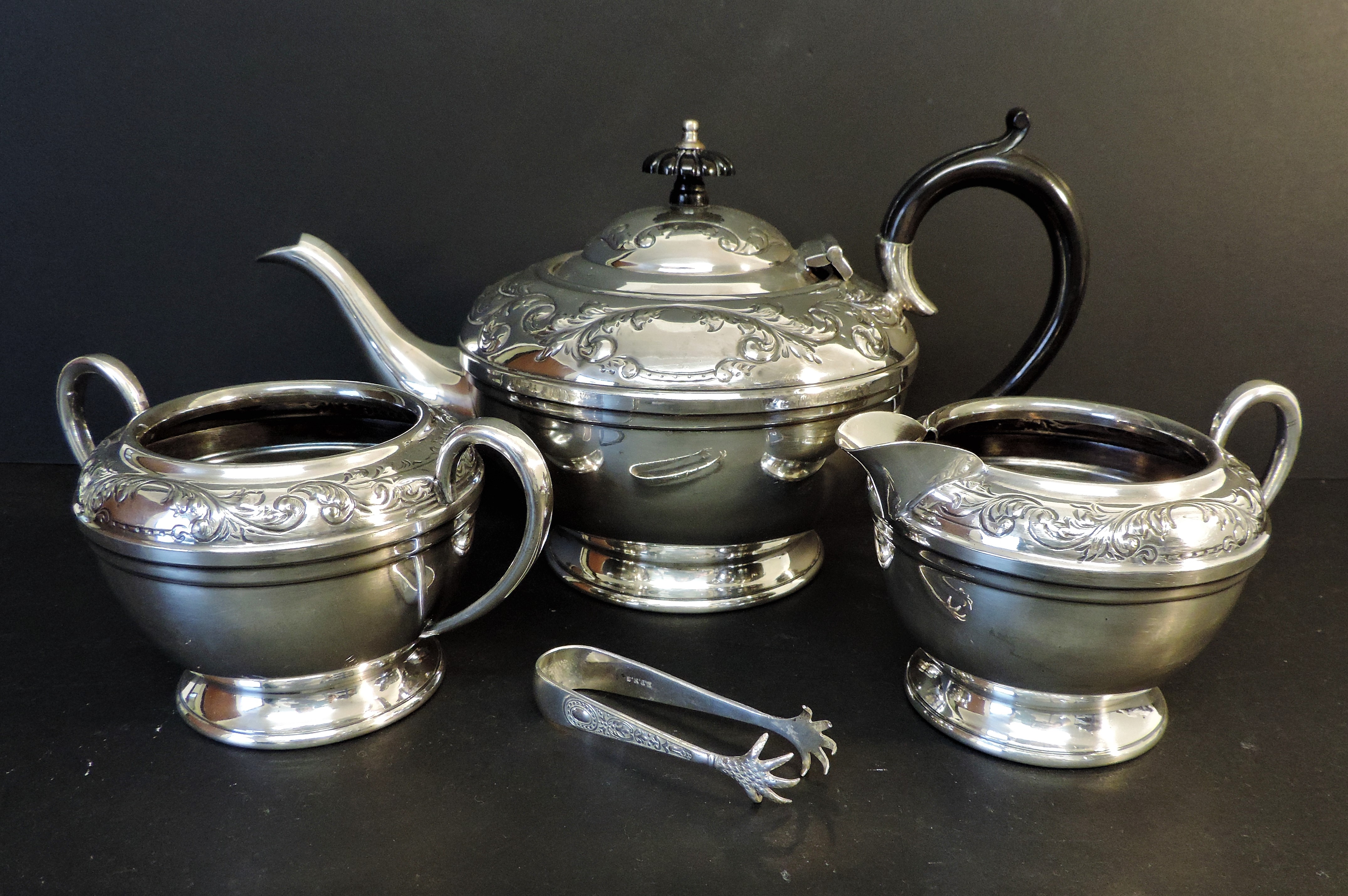 Antique Silver Plate 3 piece Tea Set - Image 3 of 5