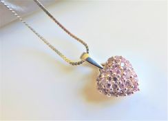 Sterling Silver Pink Topaz Heart Pendant Necklace