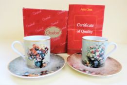 Goebel Artis 'Renoir' Hand Painted Demitasse Cup & Saucer Set of 2 New Boxed
