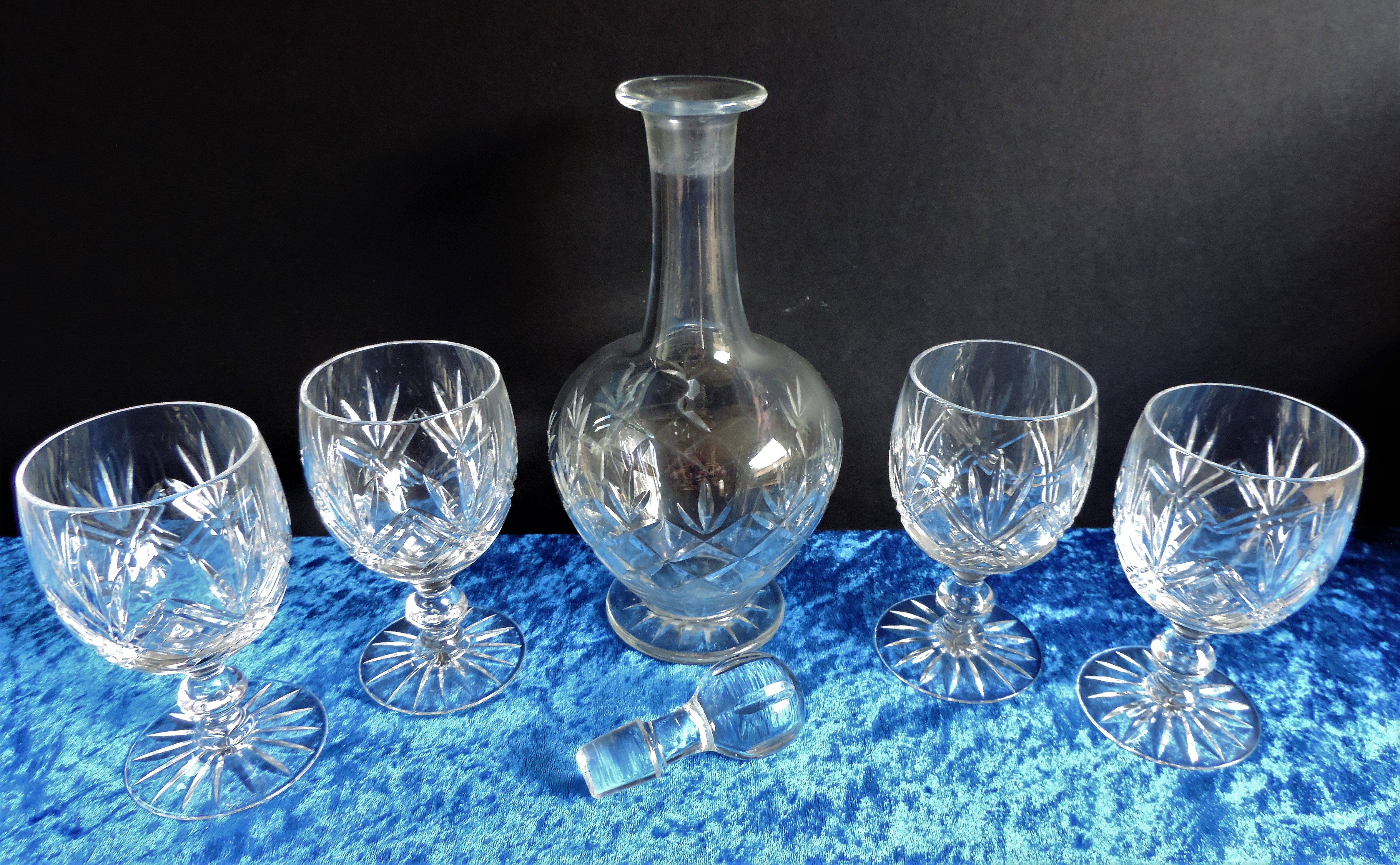 Crystal Decanter and Wine Glasses - Image 3 of 5