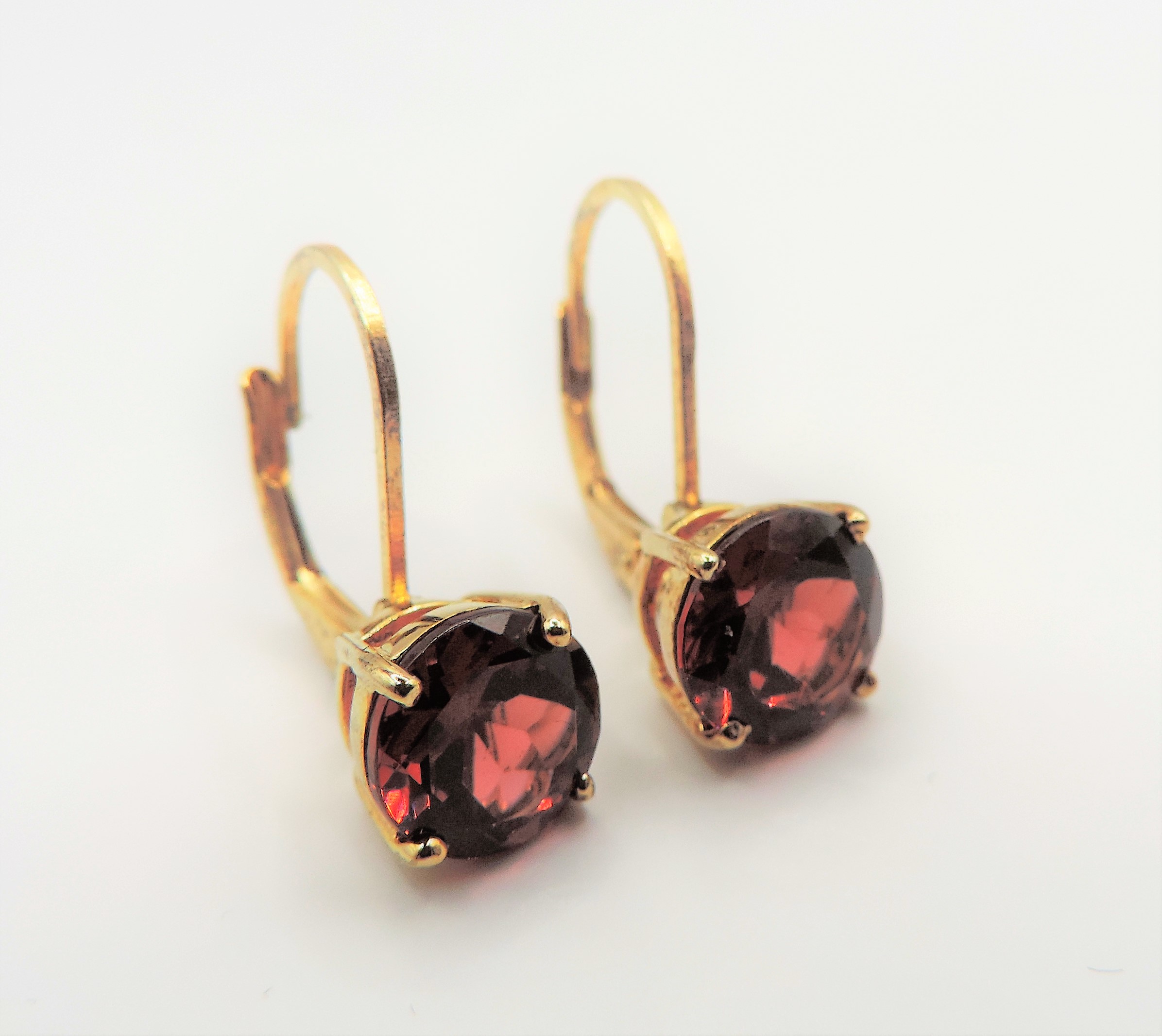 Gold on Silver 5 carat Garnet Earrings New with Gift Pouch - Image 2 of 2