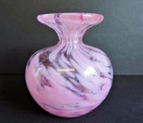 Mdina Pink Swirl Art Glass Vase 9cm High
