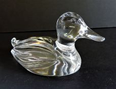 Swedish Art Glass Duck Sculpture