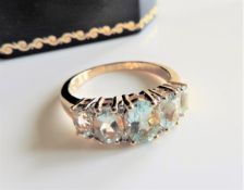 Gold on Sterling Silver 2ct Aquamarine Ring New with Gift Box