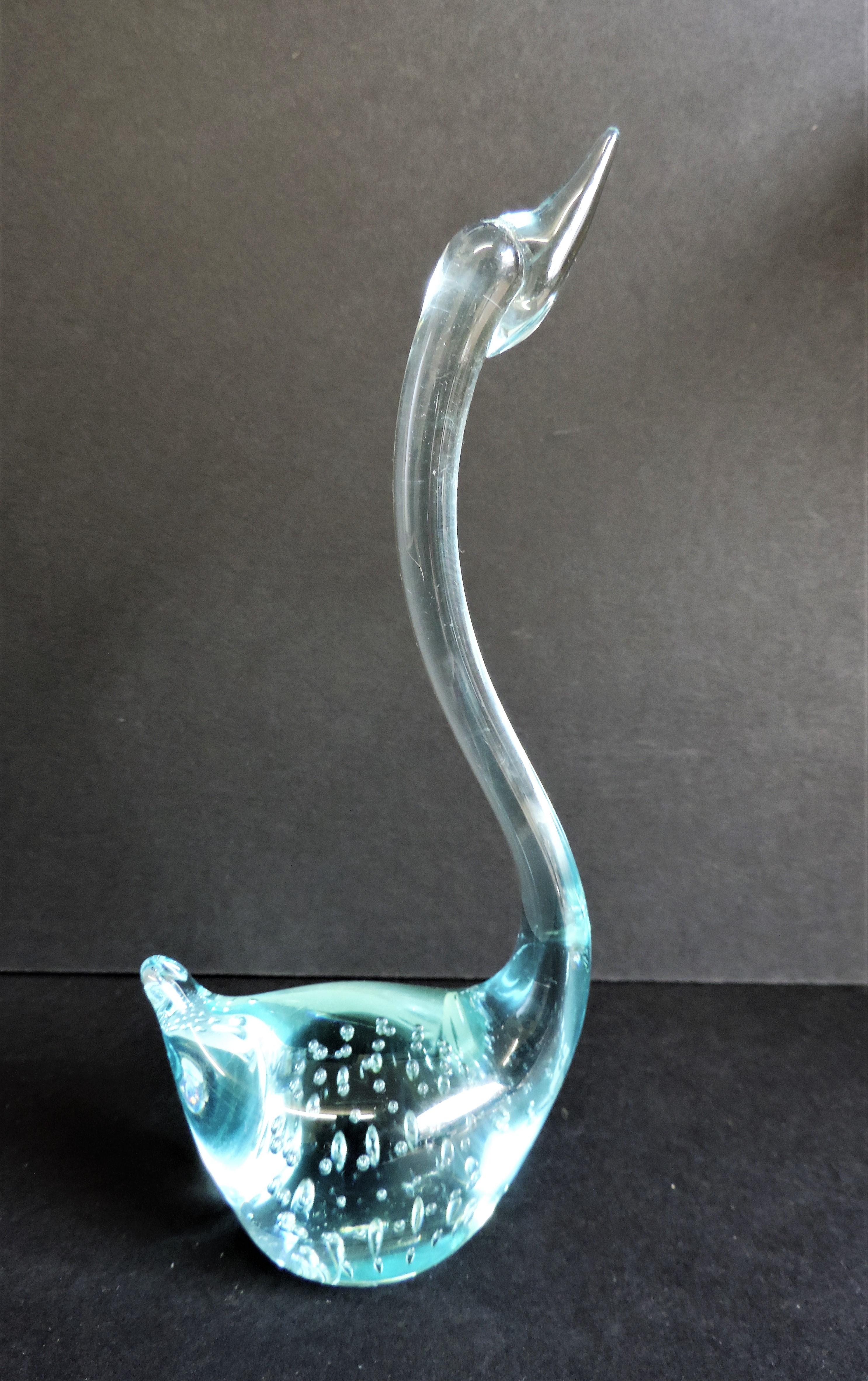 Hand Made Art Glass Blue Bubble Swan - Image 3 of 4