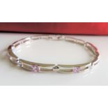 Sterling Silver 2.8 ct Pink Topaz Bar Bracelet with Gift Pouch