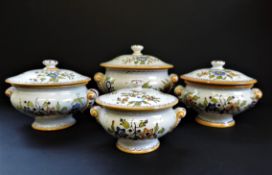 Vintage French Fait Main Decor Moustiers Lidded Serving Dishes