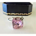 Sterling Silver 8ct Pink Zircon Ring New with Gift Pouch