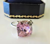 Sterling Silver 8ct Pink Zircon Ring New with Gift Pouch