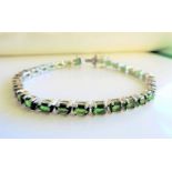 Sterling Silver 15ct Green Diopside Tennis Bracelet new with Gift Box