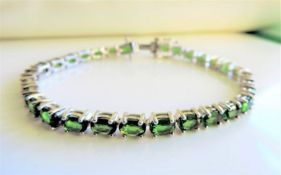 Sterling Silver 15ct Green Diopside Tennis Bracelet new with Gift Box