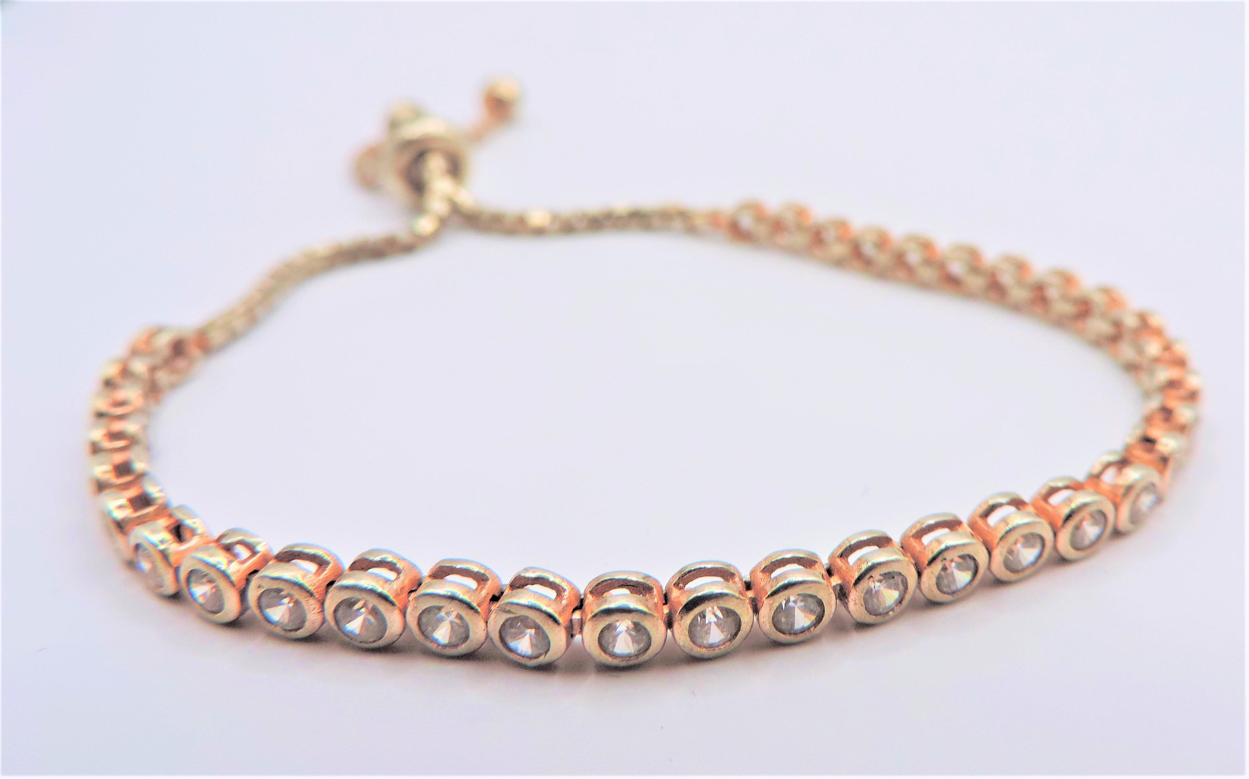 Rose Gold Silver White Topaz Bracelet New with Gift Box - Image 3 of 4