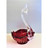 Vintage Venetian Montrose Art Glass Swan Bowl