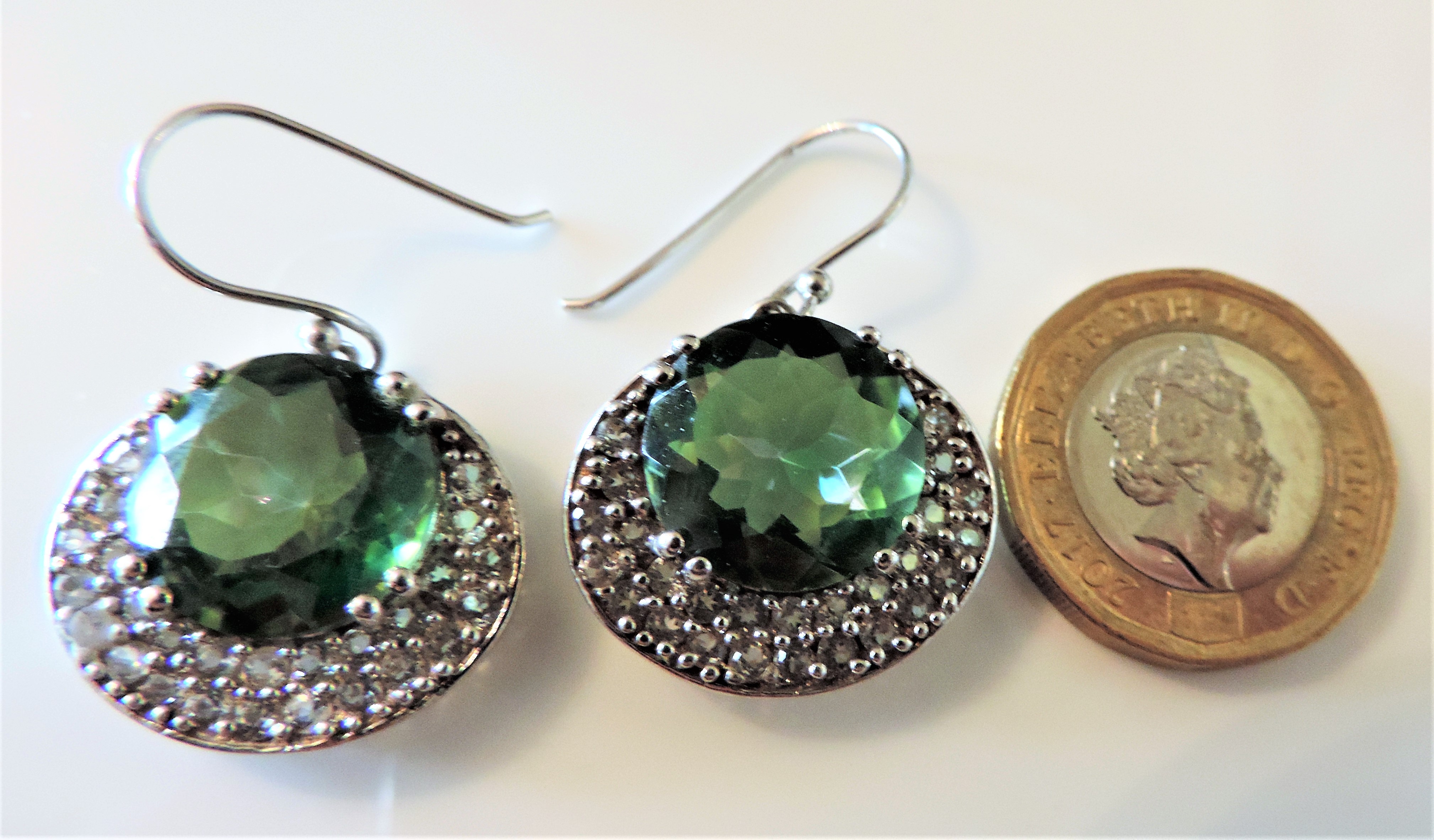 Sterling Silver 23ct Green Diopside & Zircon Earrings New in Gift Box - Image 2 of 5