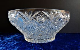 Large Vintage Bohemian Crystal Bowl 26cm wide
