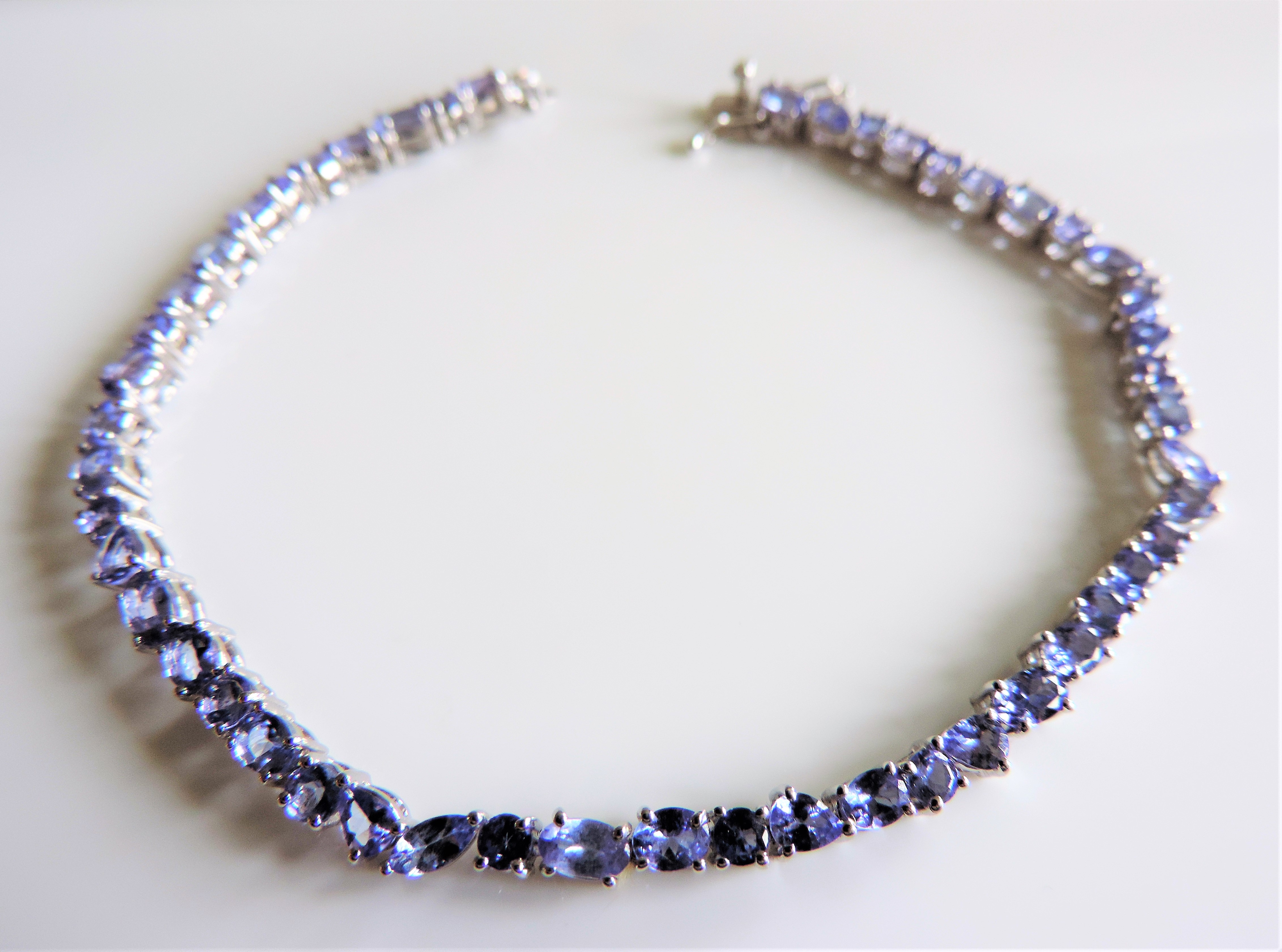 Sterling Silver 11Ct Multi Shaped Tanzanite Gemstone Bracelet New with Gift Box - Image 3 of 5