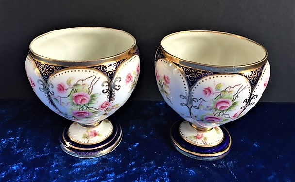 Antique Minton Hand Painted Porcelain Squat Vases - Image 3 of 7