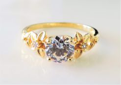 Gold on Sterling Silver 1.4ct White Zircon Ring New with Gift Box