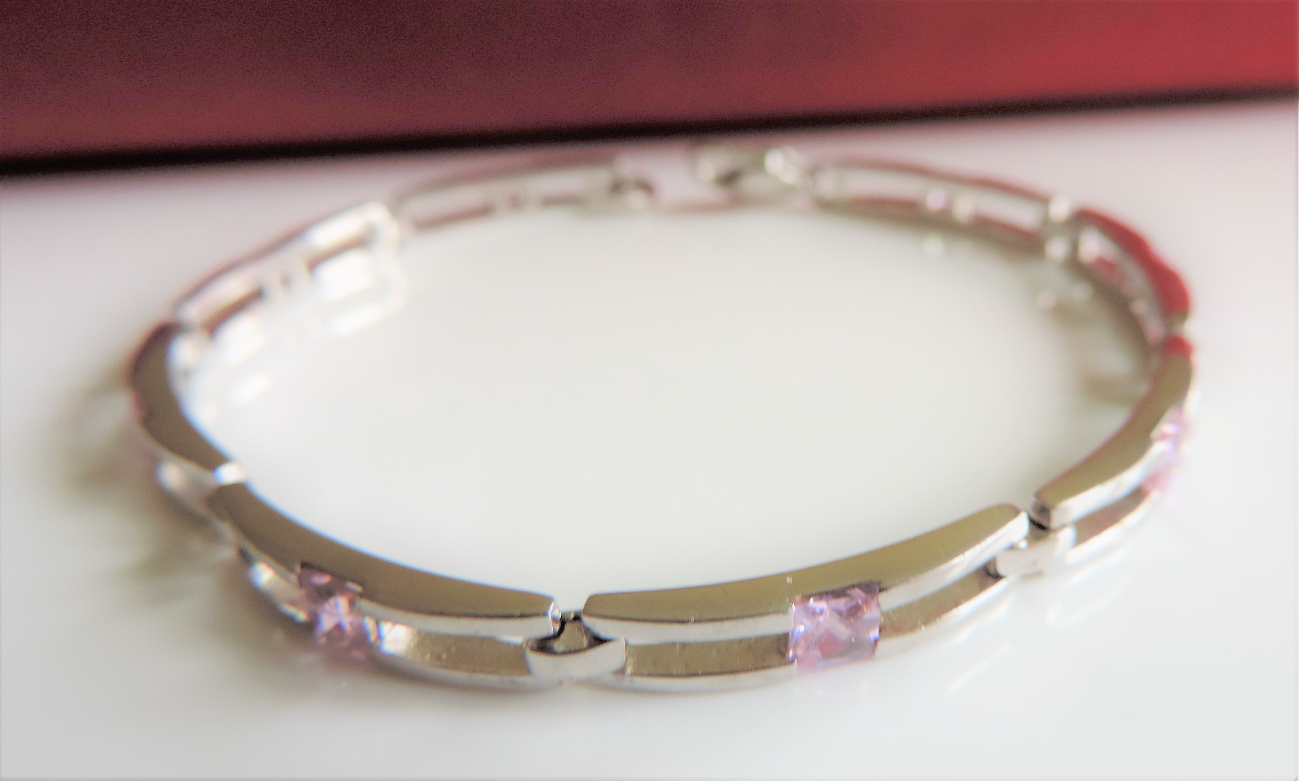 Sterling Silver 2.8 ct Pink Topaz Bar Bracelet with Gift Pouch - Image 2 of 2